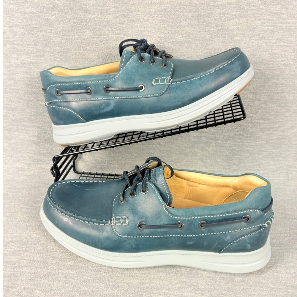 Samuel Hubbard New Endeavor Boat Shoes Mens 9.5 M Driftwood Blue Leather Slip On